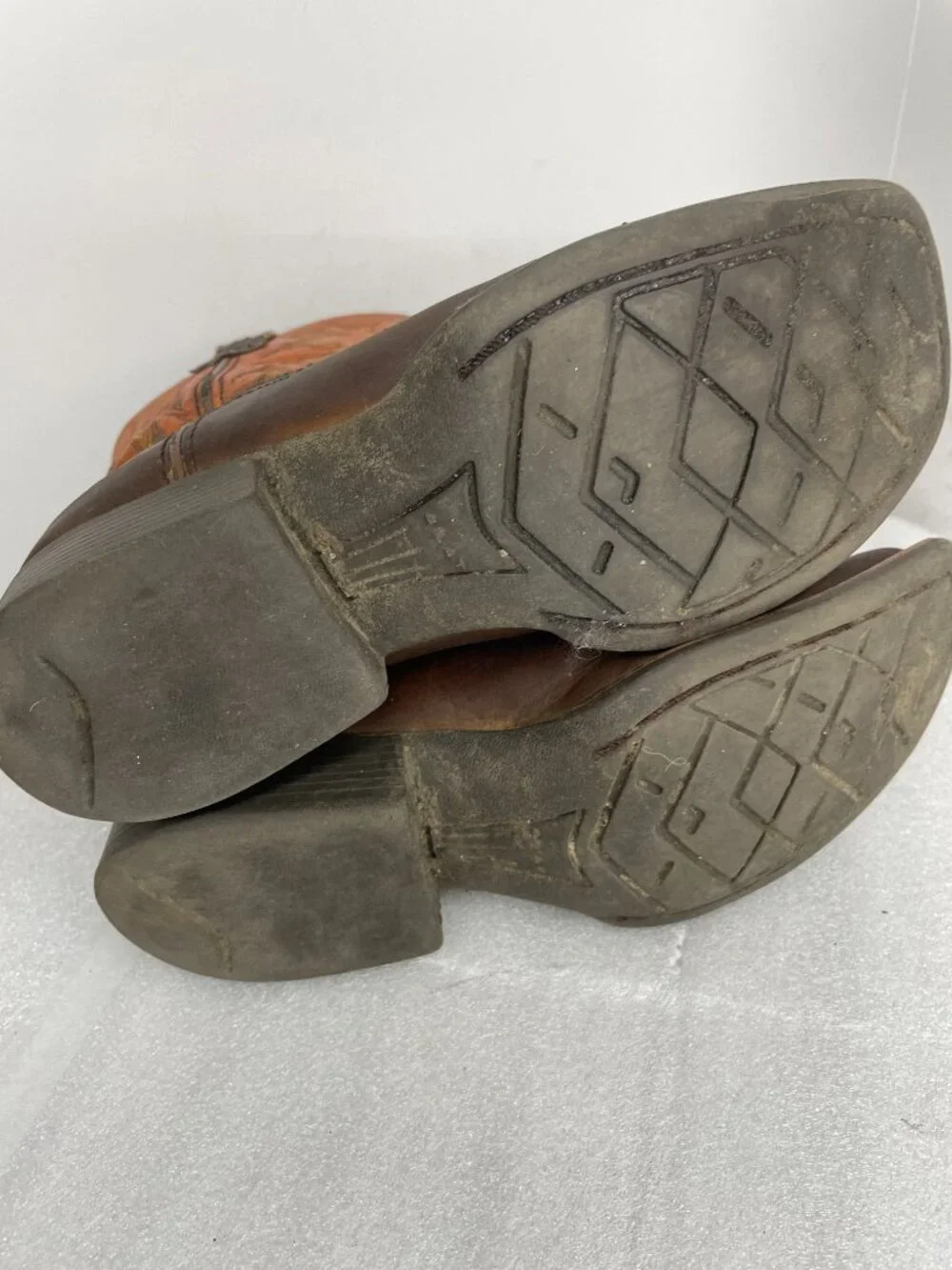 Ariat Tombstone Orange Western Cowboy Square Toe Boots Boys Kids Youth Size 3